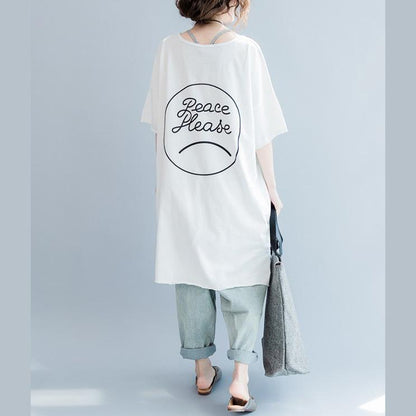 French Side Open Pockets Cotton Clothes Ideas White Loose Tops