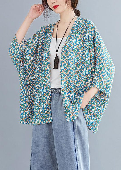 French V Neck Batwing Sleeve Blouse Shirts Blue Blouse
