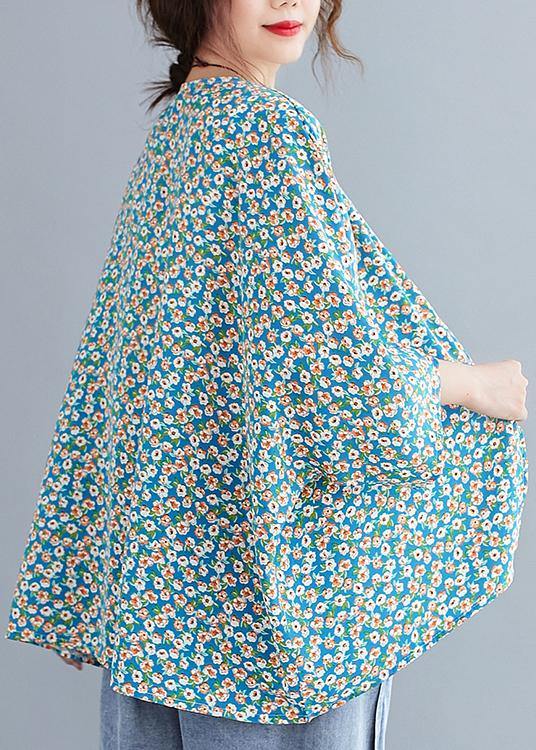French V Neck Batwing Sleeve Blouse Shirts Blue Blouse