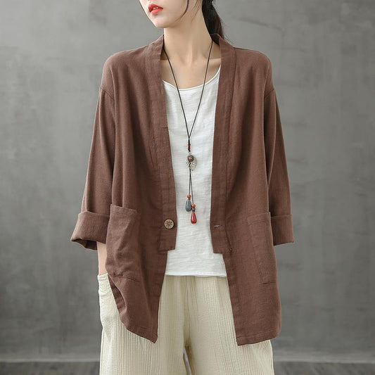 French V Neck Pockets Blouses for Work Outfits Chocolate Tops