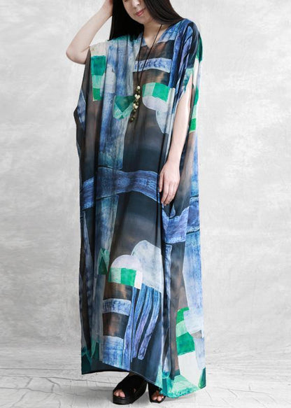 French V Neck Pockets Dress Inspiration Blue White Print Dresses