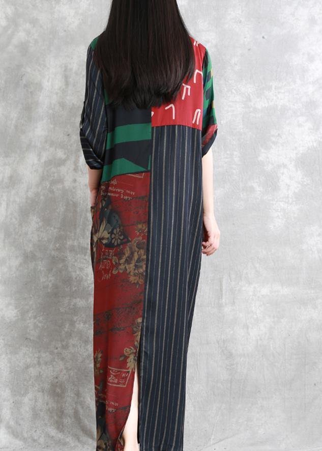 French V Neck Pockets Summer Dresses Work Red Print Dresses