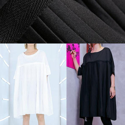 French White Cotton Dresses Fine Work Outfits O Neck Cinched Midi Summer Dress
