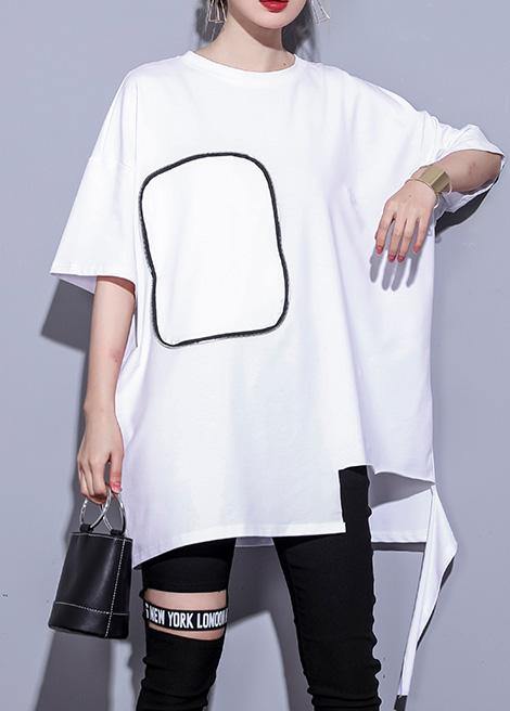 French White Cotton Clothes Half Sleeve Oversized Summer Tops