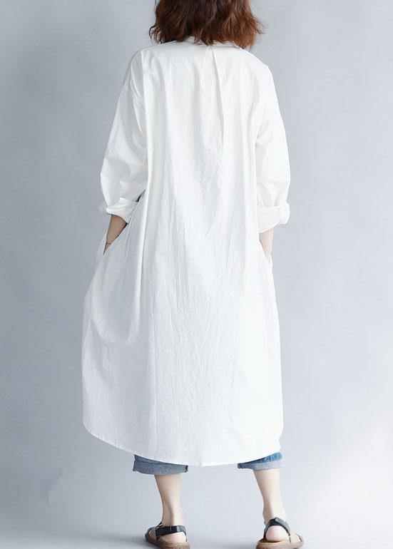 French White Cotton Quilting Clothes Side Open Maxi Summer Dresses