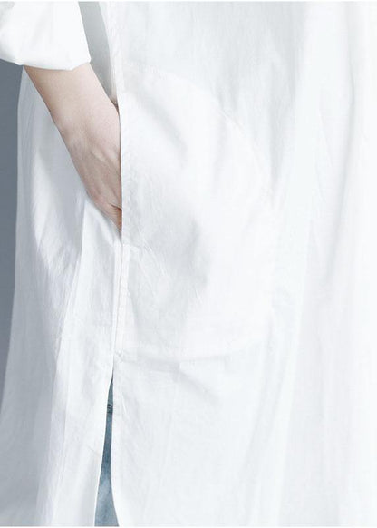 French White Cotton Quilting Clothes Side Open Maxi Summer Dresses