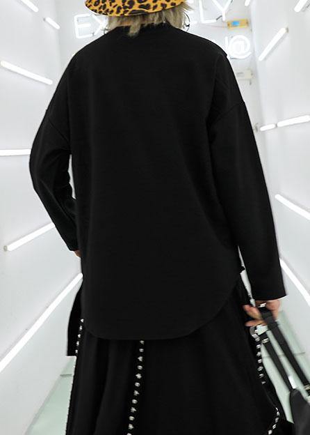 French Zippered Cotton Box Top Tutorials Black Asymmetric Blouses Fall