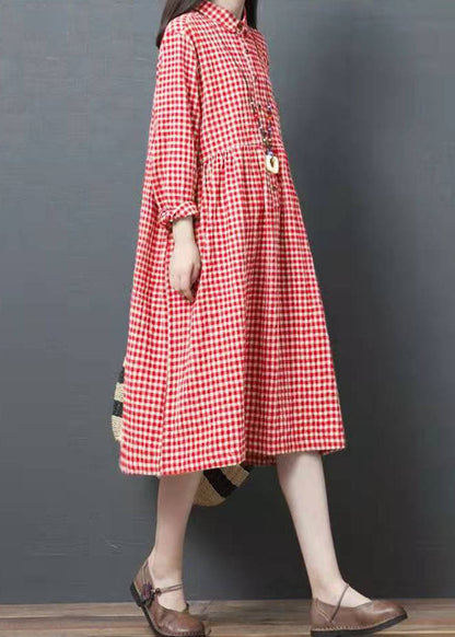 French Black Plaid Clothes Lapel Patchwork Traveling Dresses