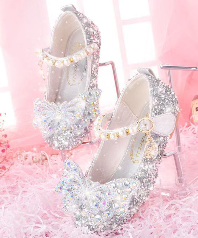 Girl Baby Princess Crystal Shoes Pink Buckle Strap Nail Bead