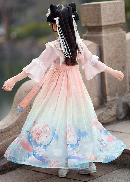 Gradient Color Print Lace Patchwork Tassel Holiday Long Dress Summer