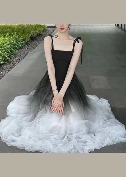 Gradient Color Wrinkled Strap Dress New Original Design