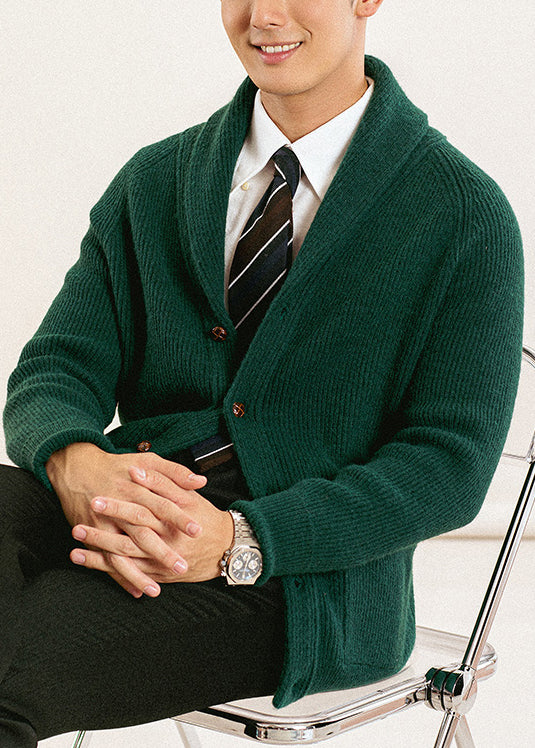 Green Button Knit Cardigan Peter Pan Collar