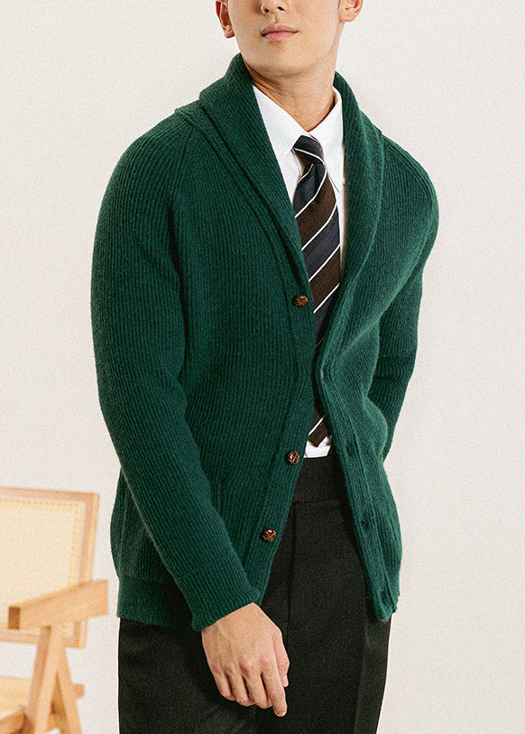 Green Button Knit Cardigan Peter Pan Collar