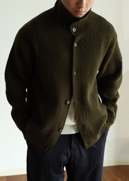 Green Cozy Woolen Winter Coats Stand Collar