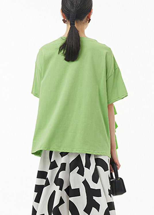 Green O-neck Top Short Sleeve
