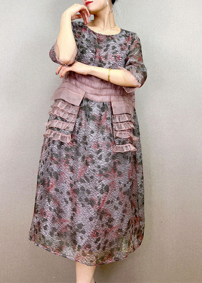 Green Patchwork Tulle Dress O Neck Embroideried Summer