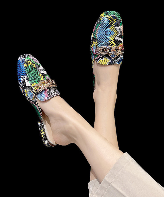 Green Serpentine Splicing Chain Slide Sandals