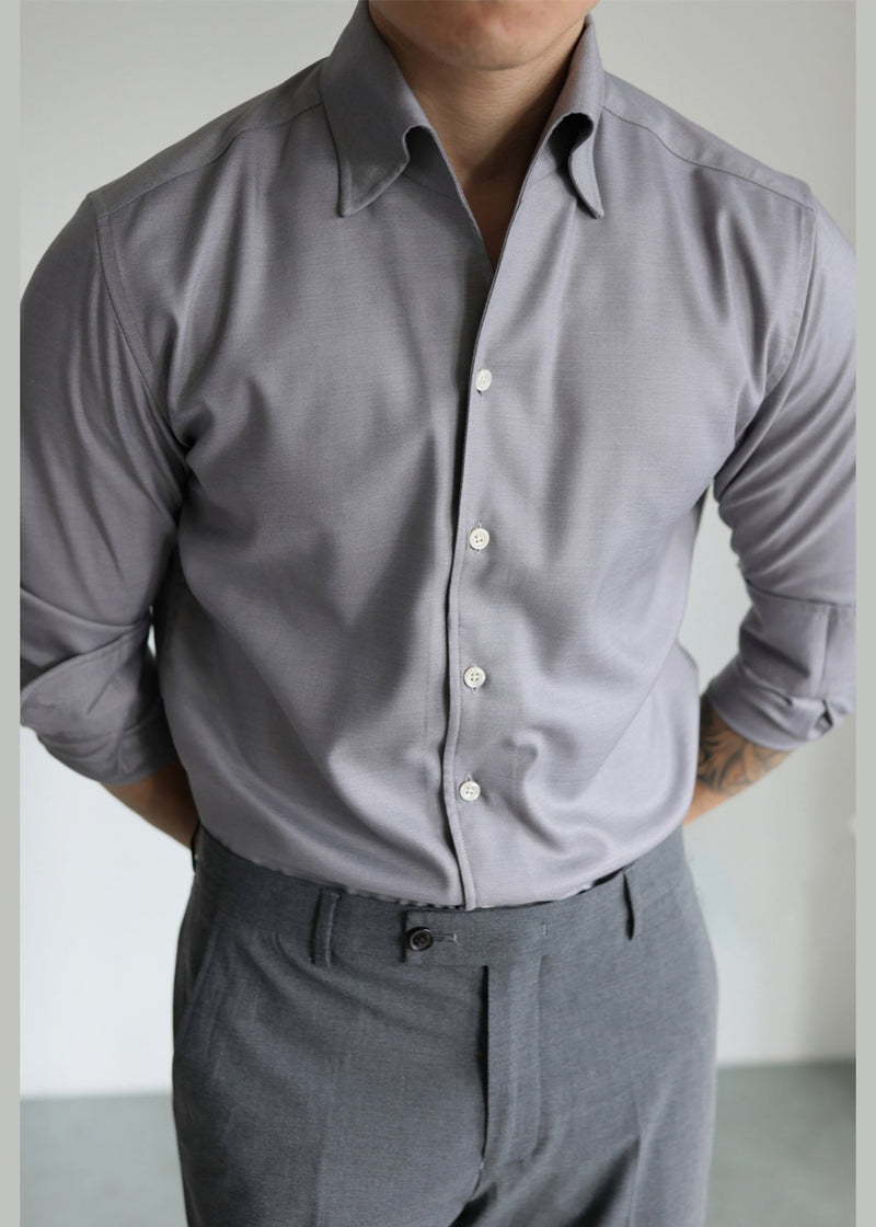 Grey Button Cotton Fall Shirts Peter Pan Collar