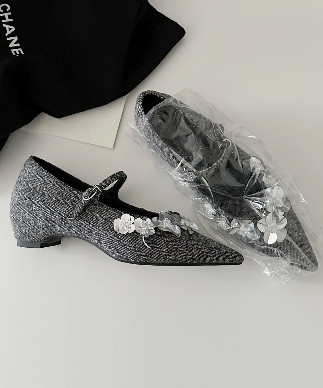 Grey Chunky Cotton Fabric Stylish Splicing Buckle Strap