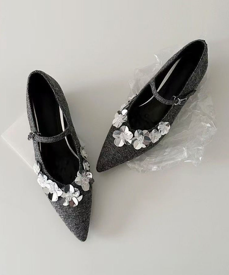 Grey Chunky Cotton Fabric Stylish Splicing Buckle Strap