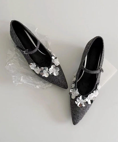 Grey Chunky Cotton Fabric Stylish Splicing Buckle Strap