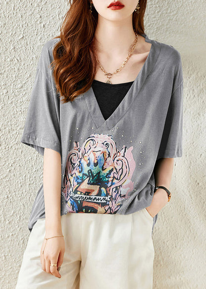 Grey Cozy Cotton T Shirt Short Sleeve