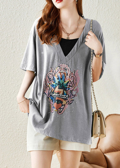 Grey Cozy Cotton T Shirt Short Sleeve