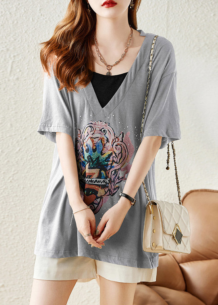Grey Cozy Cotton T Shirt Short Sleeve