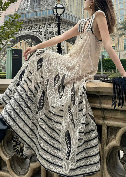 Handmade Apricot Print Exra Large Hem Tulle Maxi Dress Sleeveless