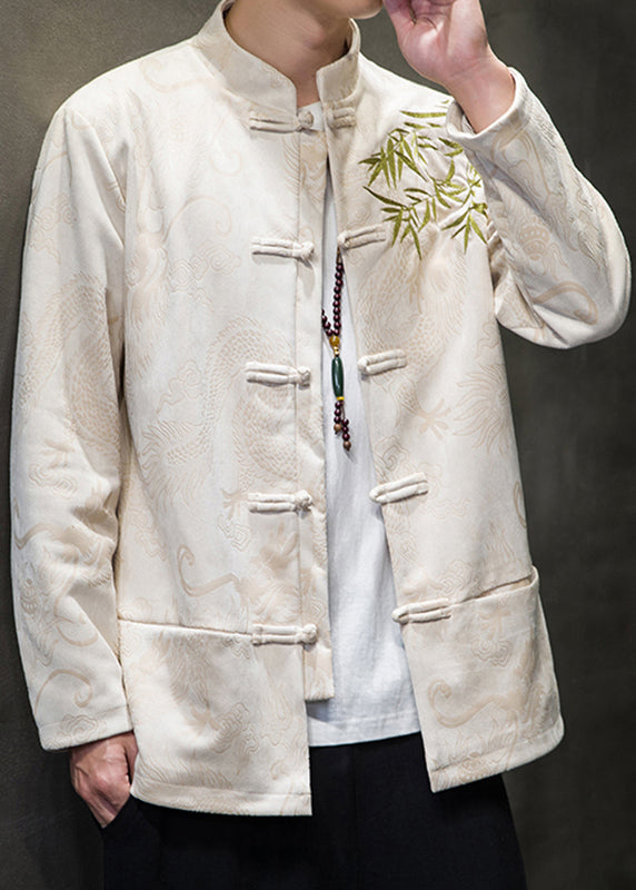 Handmade Apricot Embroideried Pockets Jackets Spring