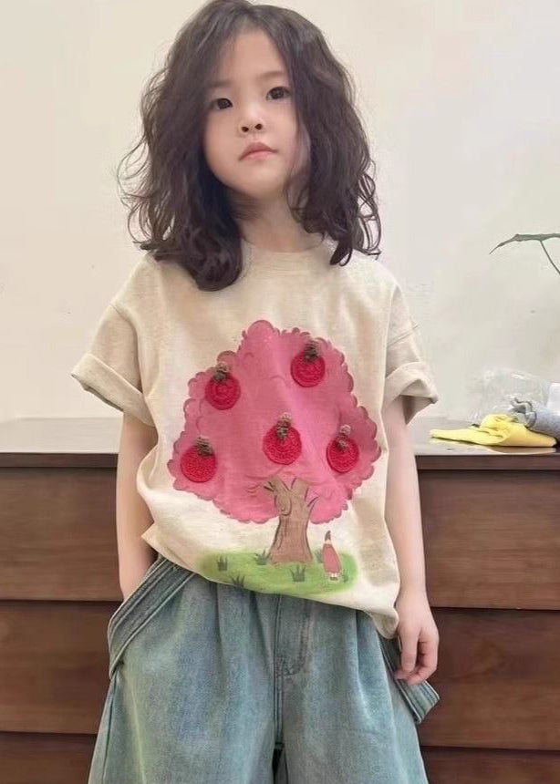 Handmade Apricot Print Top Short Sleeve