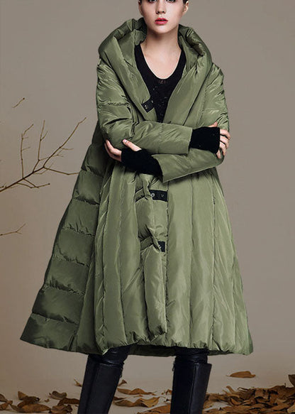 Handmade Army Green Hooded Winter Duck Down Coat