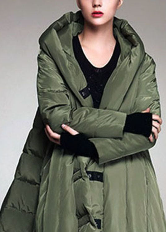 Handmade Army Green Hooded Winter Duck Down Coat
