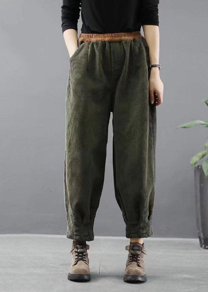 Handmade Black Pockets Thick Harem Fall Pants