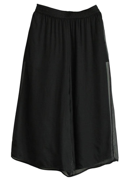 Handmade Yellow Elastic Waist Retro Wide Leg Crop Pants