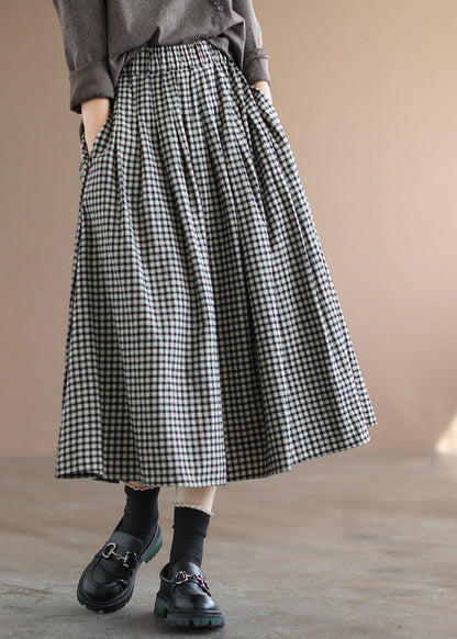 Handmade Purple Plaid Circle a Line Spring Skirts