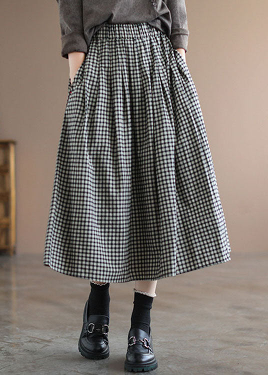 Handmade Blue Plaid Circle a Line Spring Skirts