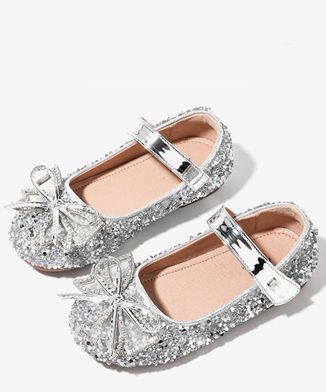 Handmade Champagne Bow Zircon Buckle Strap Flat Shoes