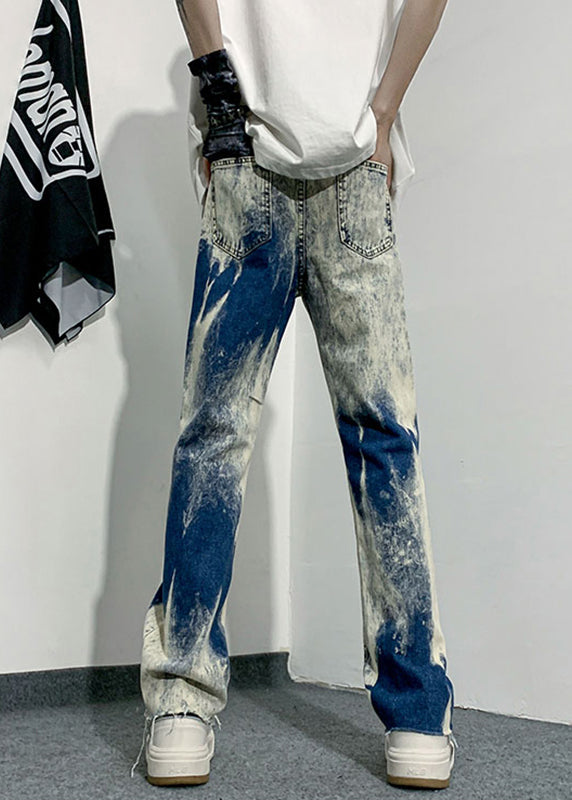 Handmade Denim Blue Tie Dye High Waist Pants