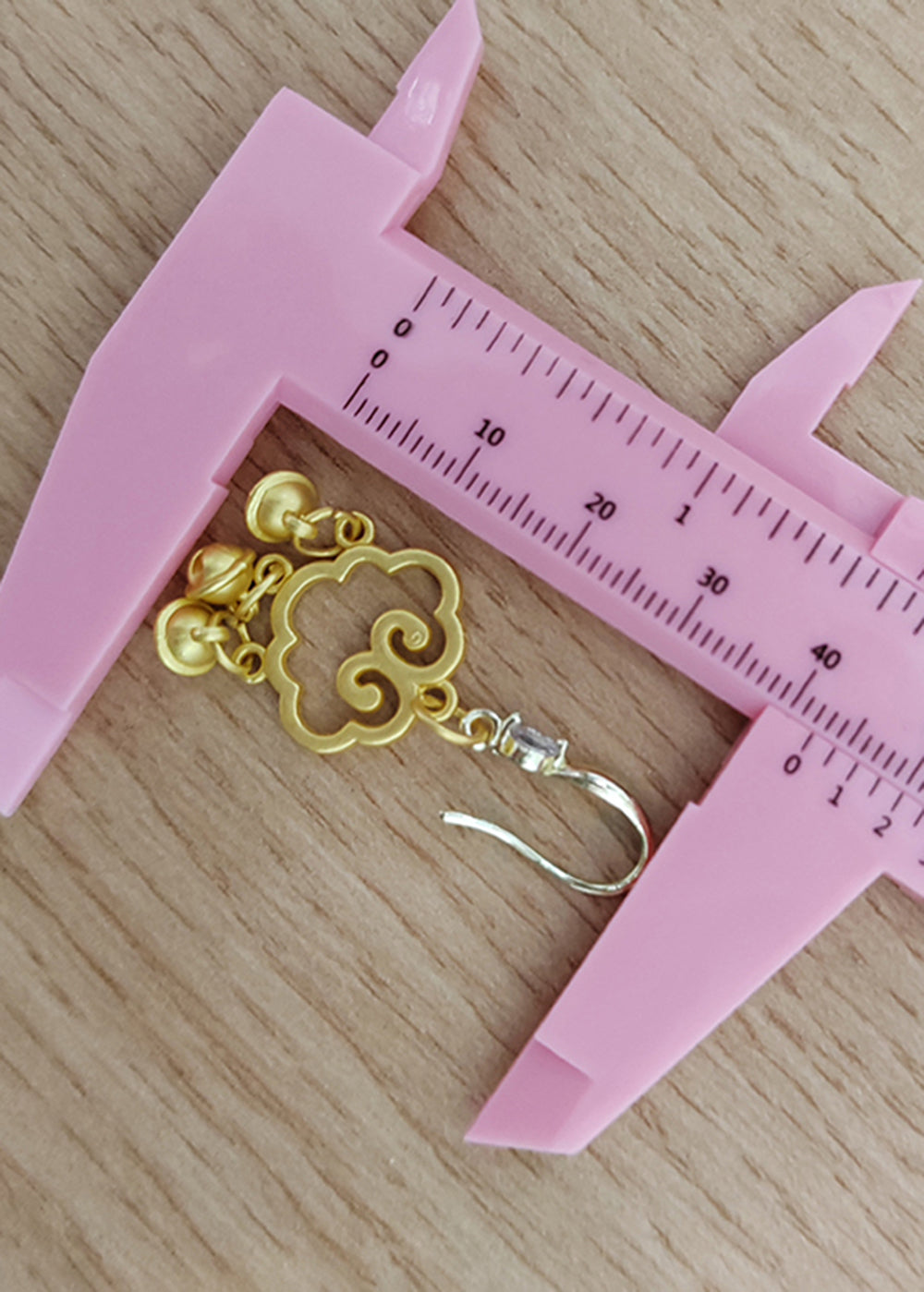 Handmade Golden Auspicious Clouds Small Bell Drop Earrings
