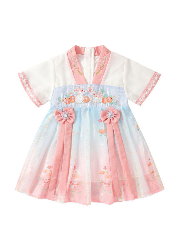 Handmade Green Embroideried Patchwork Chiffon Baby Dresses Summer