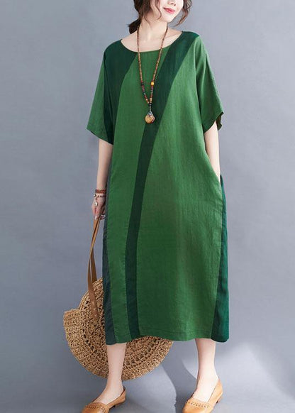 Handmade Gray Ink Painting O-neck Patchwork Summer Vacation Dresses Half Sleeve