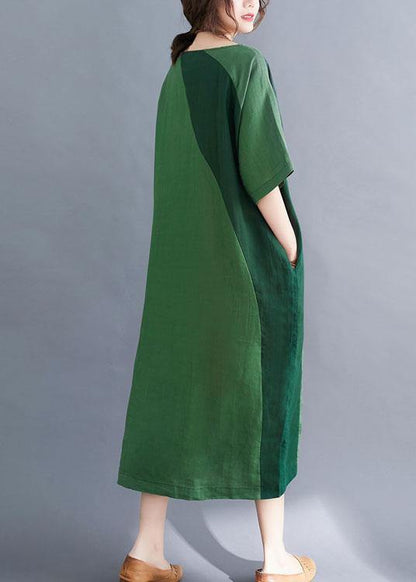 Handmade Gray Ink Painting O-neck Patchwork Summer Vacation Dresses Half Sleeve