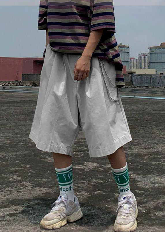 Handmade Grey Chain Linked Elastic Waist Wide Leg Pants