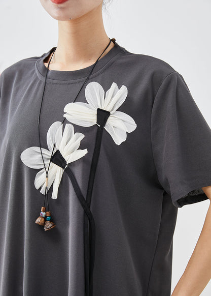 Handmade Grey Side Open Cotton Dress Summer