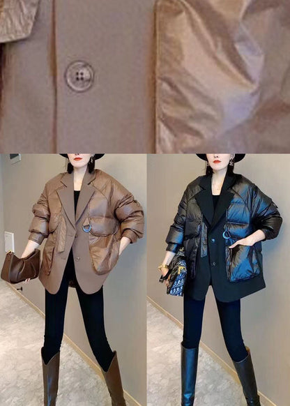 Handmade Khaki Winter Puffer Jacket Down Coat