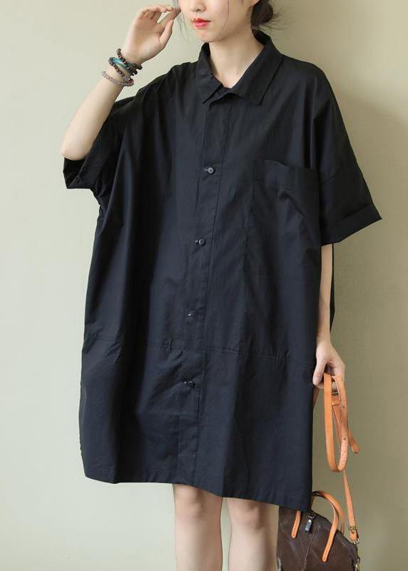 Handmade Black Dress Lapel Summer Clothes Ideas