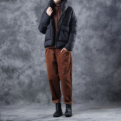 Handmade Mulberry Zippered Pockets Winter Jackets Long Sleeve
