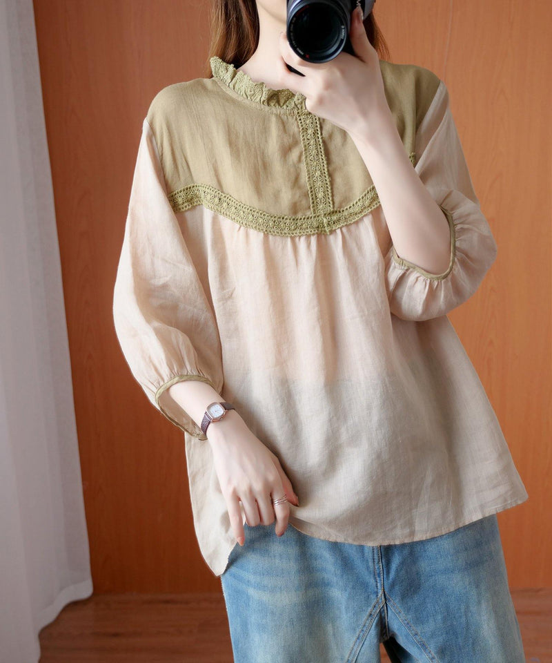 Handmade Peter Pan Collar Patchwork Lace Clothes for Nude Blouses