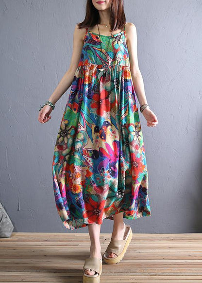 Handmade Spaghetti Strap Cotton Summer Clothes Design Loose Dresses